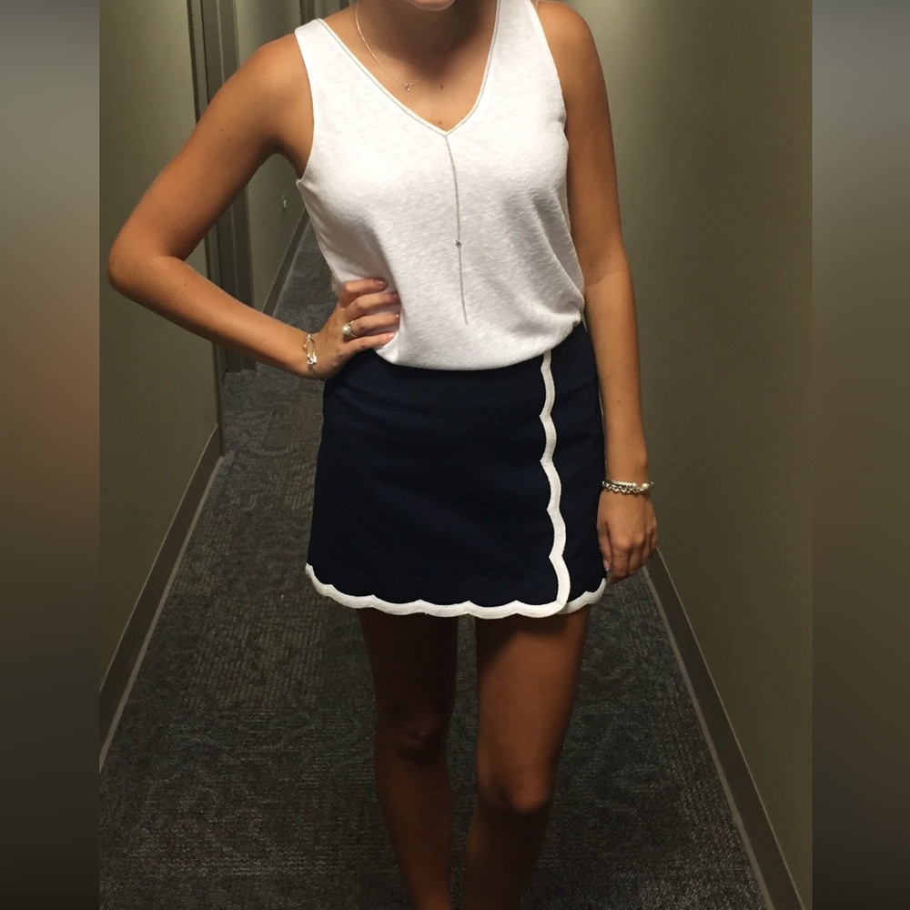 Navy Blue Scalloped Skort - Picture 5 of 5